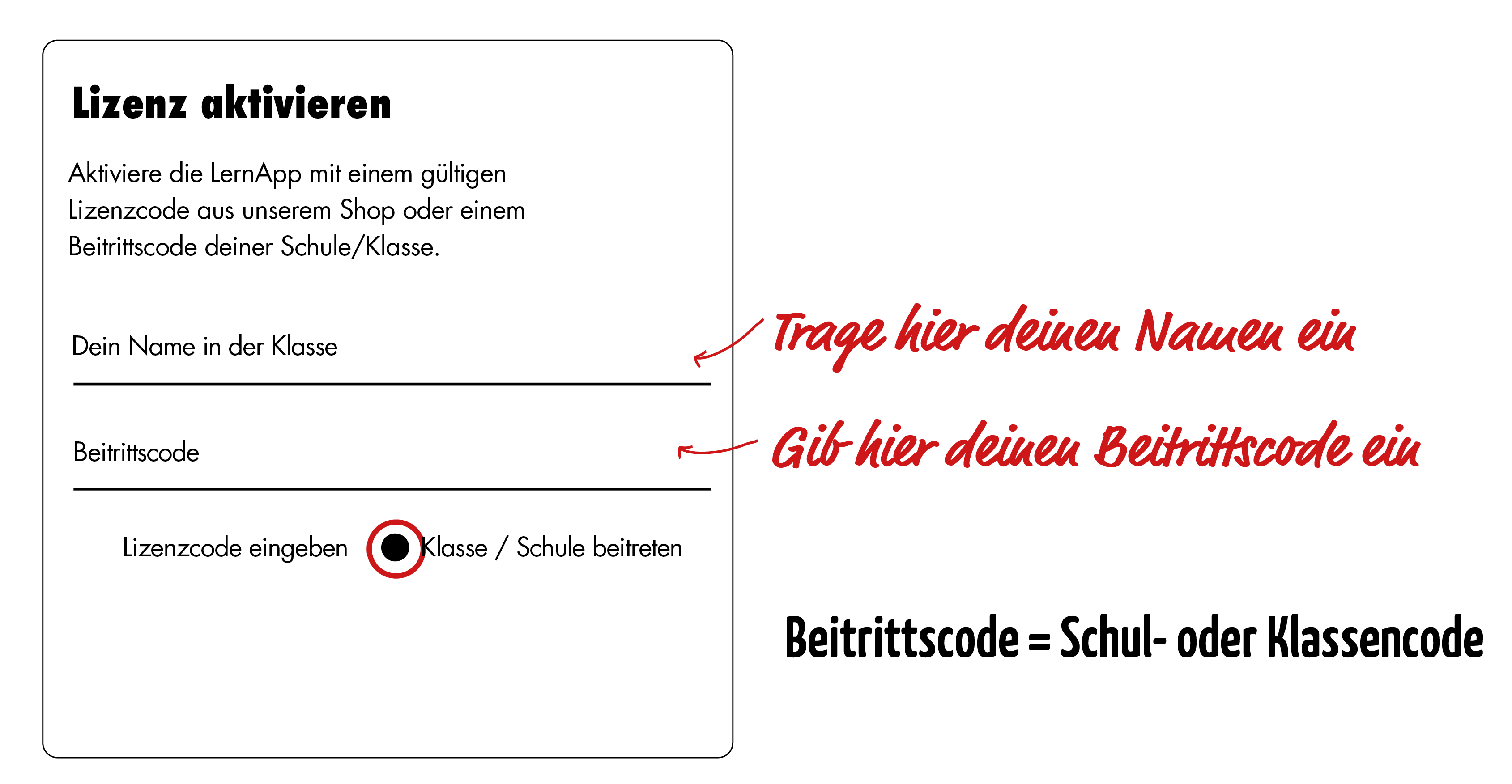 Screenshot der Bestätigung, dass die LernApp erfolgreich mit der Schule verknüpft wurde