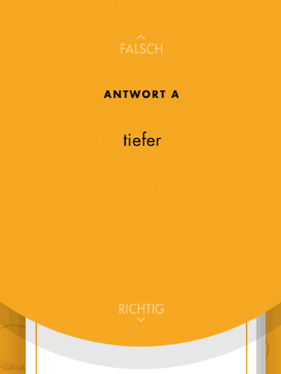 Animation: Bei längerem Tippen auf die Sprechblase mit der Frage wird diese transparent, sodass der Text darunter wieder lesbar ist