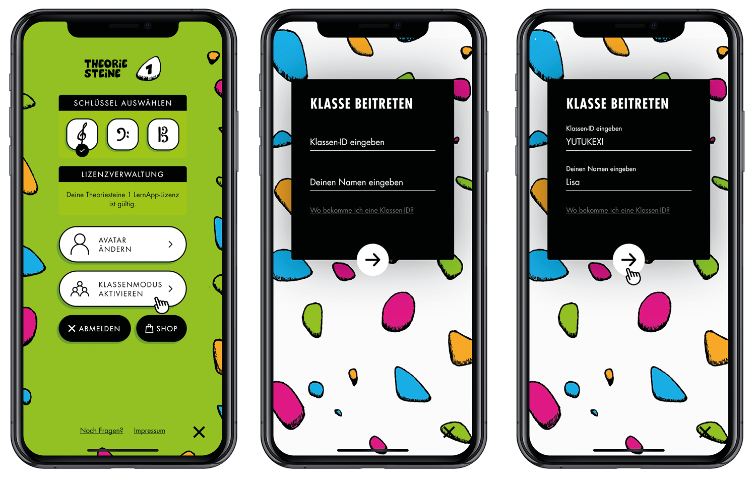 Screenshot der App-Einstellungen mit der Option, das Klassenzimmer zu aktivieren
